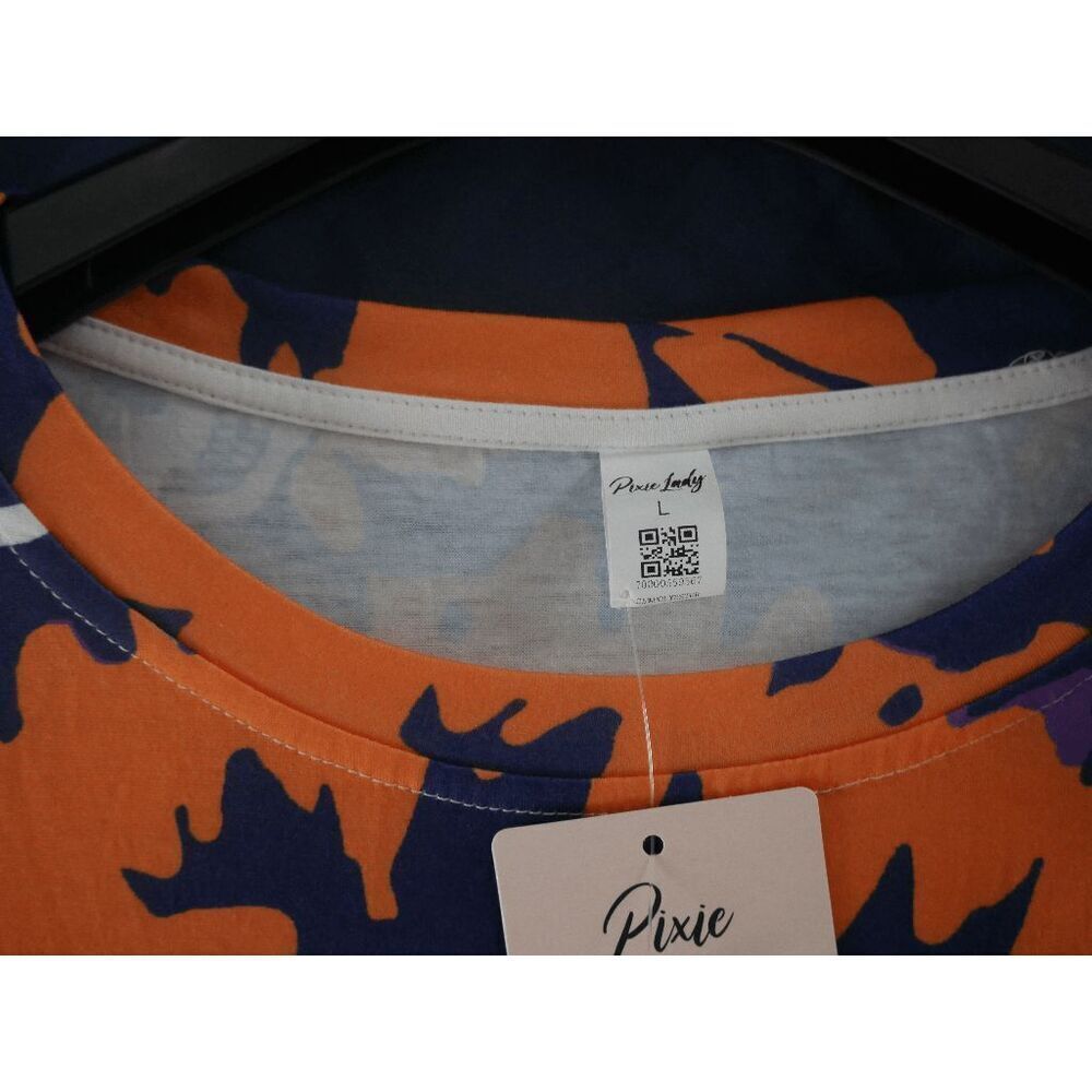 Women's Skull Print Tie-die Orange & Purple T-Shirt Size L - Picture 5 of 7